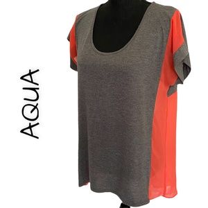 AQUA Eye-catching Two-tone Top, Size Large